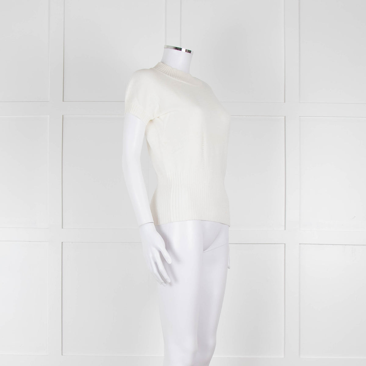 Maxmara Cream Short Sleeve Back Button Cotton Jumper