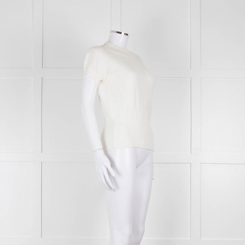 Maxmara Cream Short Sleeve Back Button Cotton Jumper