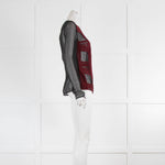 Mary Katrantzou Black Silk Top with Raised Burgundy Check