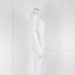 Maxmara Cream Short Sleeve Back Button Cotton Jumper