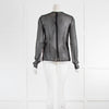 Mary Katrantzou Black Silk Top with Raised Burgundy Check