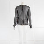 Mary Katrantzou Black Silk Top with Raised Burgundy Check