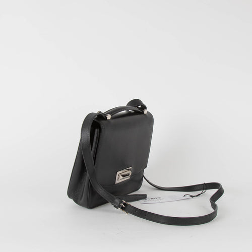 Max Mara Black Leather Silver Hardware Crossbody Bag