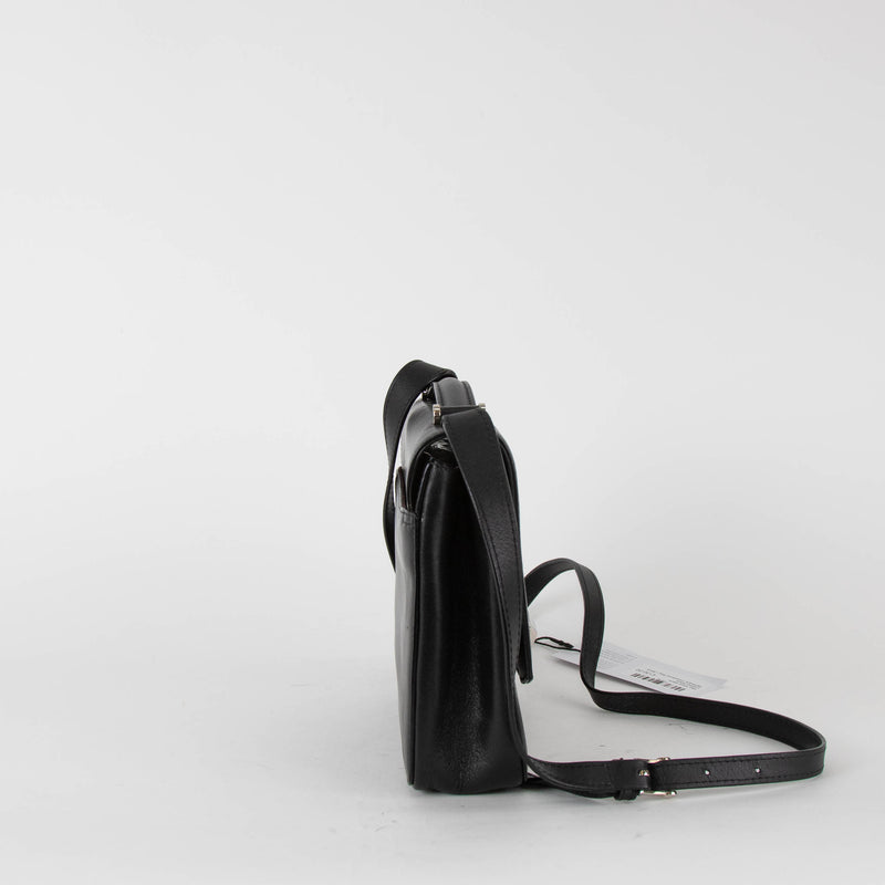 Max Mara Black Leather Silver Hardware Crossbody Bag