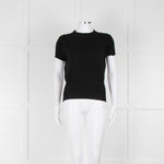 Maxmara Black Short Sleeve Back Button Cotton Jumper