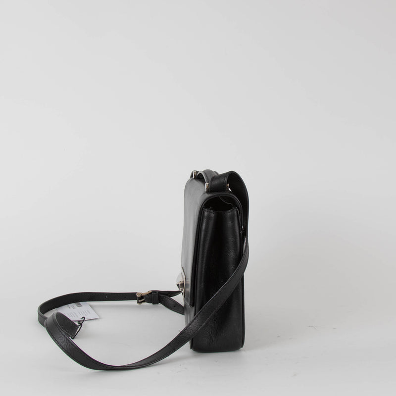 Max Mara Black Leather Silver Hardware Crossbody Bag