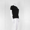 Maxmara Black Short Sleeve Back Button Cotton Jumper