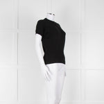 Maxmara Black Short Sleeve Back Button Cotton Jumper