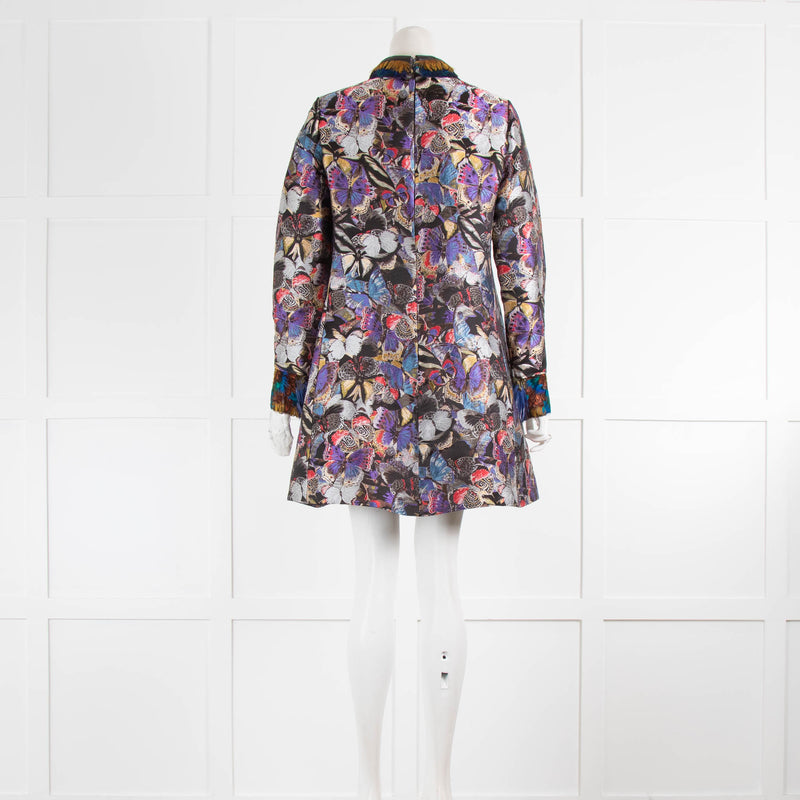 Valentino Multicoloured Butterfly Print Brocade Dress
