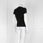 Maxmara Black Short Sleeve Back Button Cotton Jumper