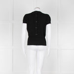 Maxmara Black Short Sleeve Back Button Cotton Jumper
