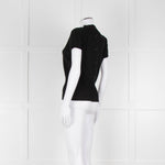 Maxmara Black Short Sleeve Back Button Cotton Jumper
