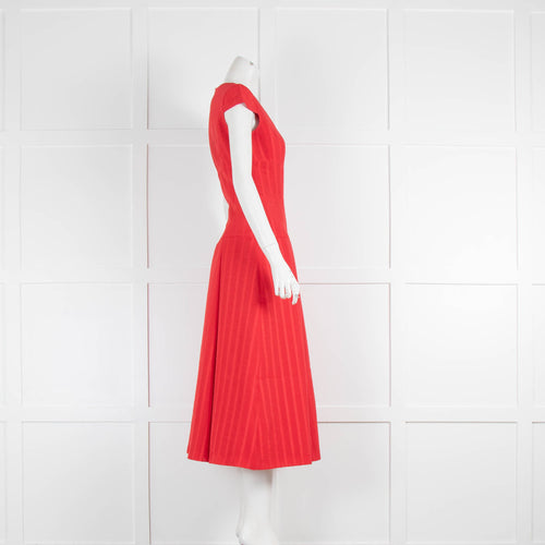Amanda Wakeley Red Full Length Fluted Skirt Dress