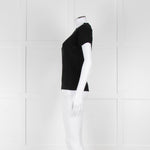 Maxmara Black Short Sleeve Back Button Cotton Jumper