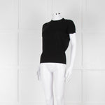Maxmara Black Short Sleeve Back Button Cotton Jumper