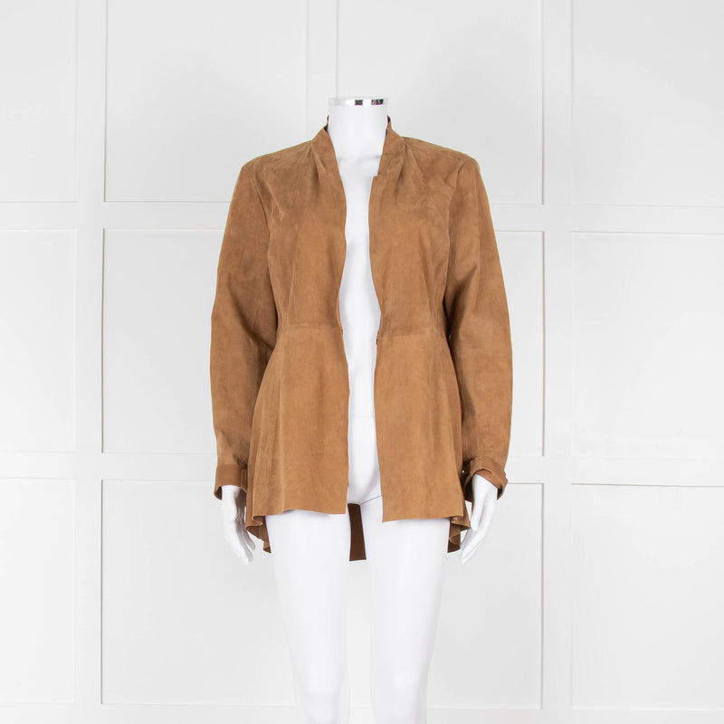 Eileen Fisher Tan Suede Edge To Edge Jacket