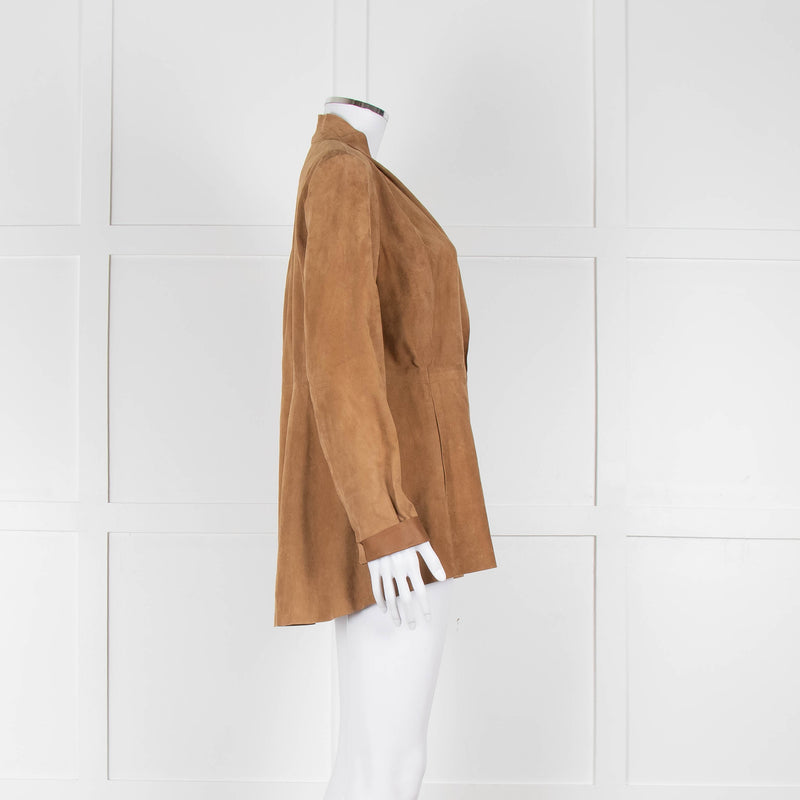 Eileen Fisher Tan Suede Edge To Edge Jacket
