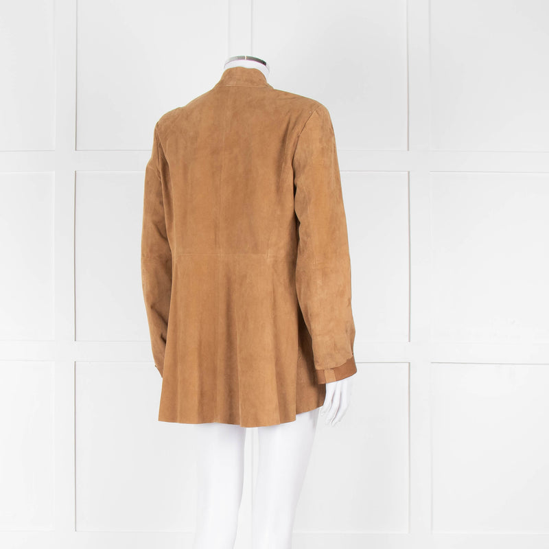 Eileen Fisher Tan Suede Edge To Edge Jacket
