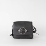 JW Anderson Black Leather Silver Disc Pierce  Cross Body Bag