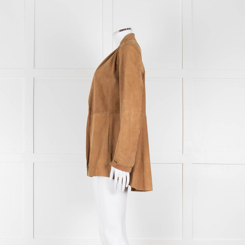 Eileen Fisher Tan Suede Edge To Edge Jacket