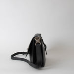 JW Anderson Black Leather Silver Disc Pierce  Cross Body Bag
