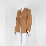 Eileen Fisher Tan Suede Edge To Edge Jacket