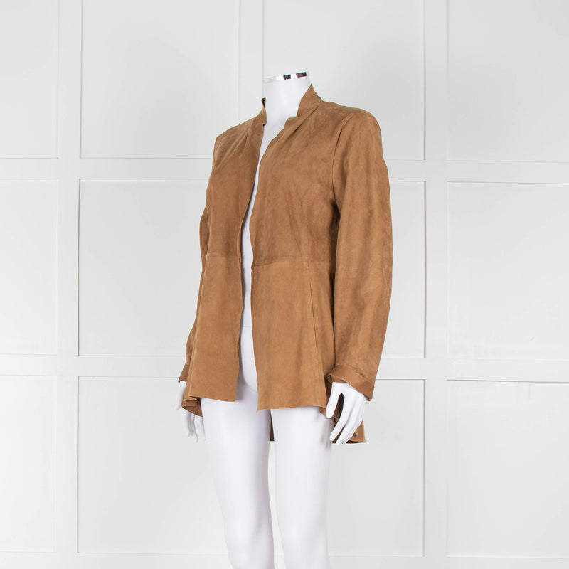 Eileen Fisher Tan Suede Edge To Edge Jacket