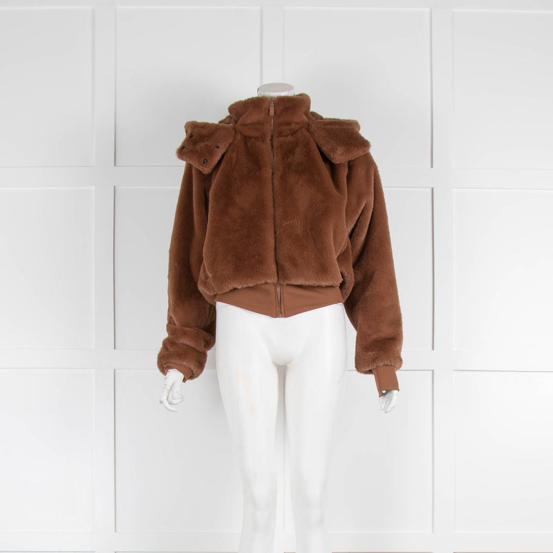 Alo Faux Fur Brown Bomber Jacket