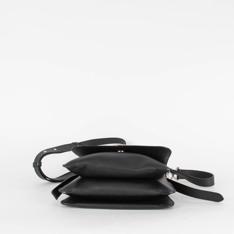 JW Anderson Black Leather Silver Disc Pierce  Cross Body Bag