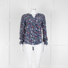 Trilogy Blue Turquoise Red Floral Long Sleeve Top