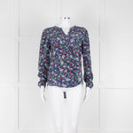 Trilogy Blue Turquoise Red Floral Long Sleeve Top