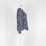 Trilogy Blue Turquoise Red Floral Long Sleeve Top