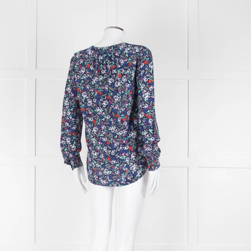 Trilogy Blue Turquoise Red Floral Long Sleeve Top