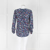 Trilogy Blue Turquoise Red Floral Long Sleeve Top