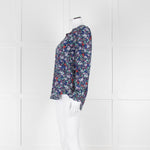 Trilogy Blue Turquoise Red Floral Long Sleeve Top