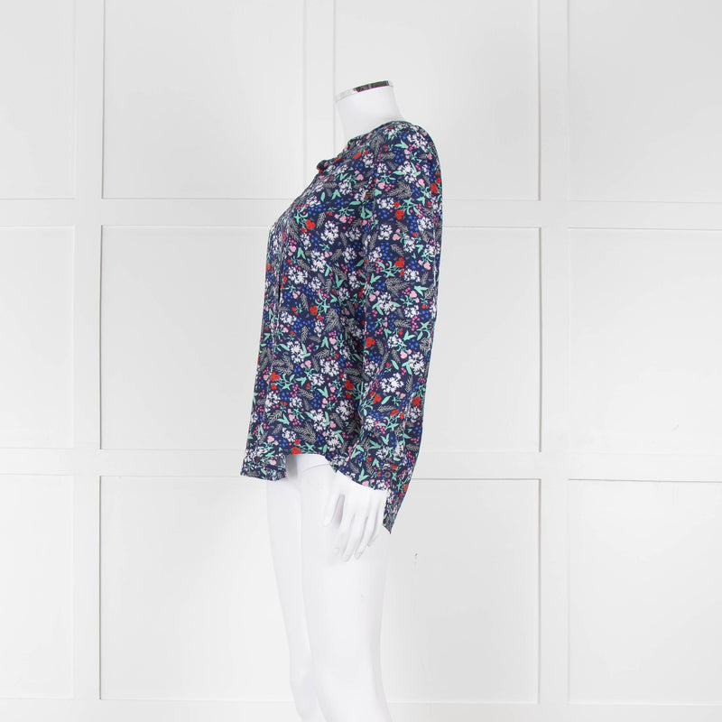 Trilogy Blue Turquoise Red Floral Long Sleeve Top