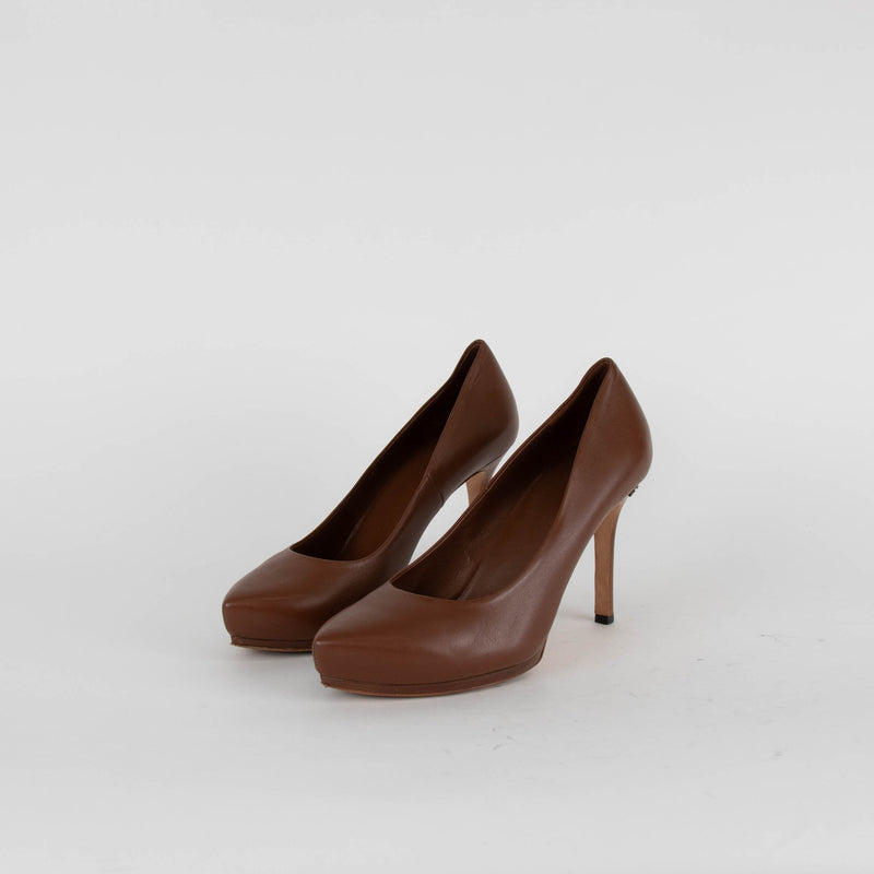 Gucci Brown Leather Heeled Pointy Shoes