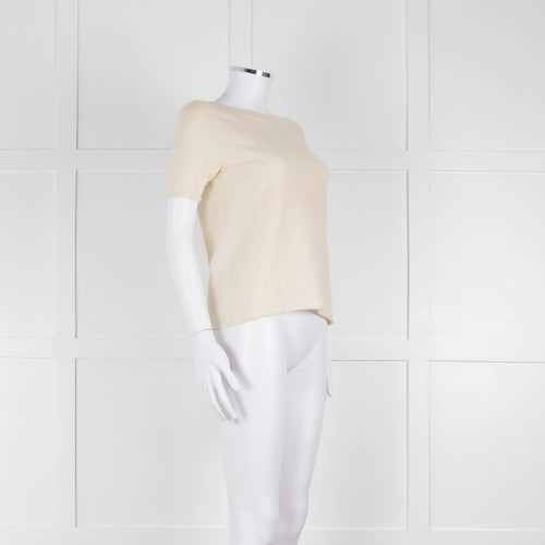 Prada Cream Wide Neck Short Sleeve Cashmere Jumper