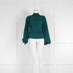 Self Portrait Green High Neck Blouse