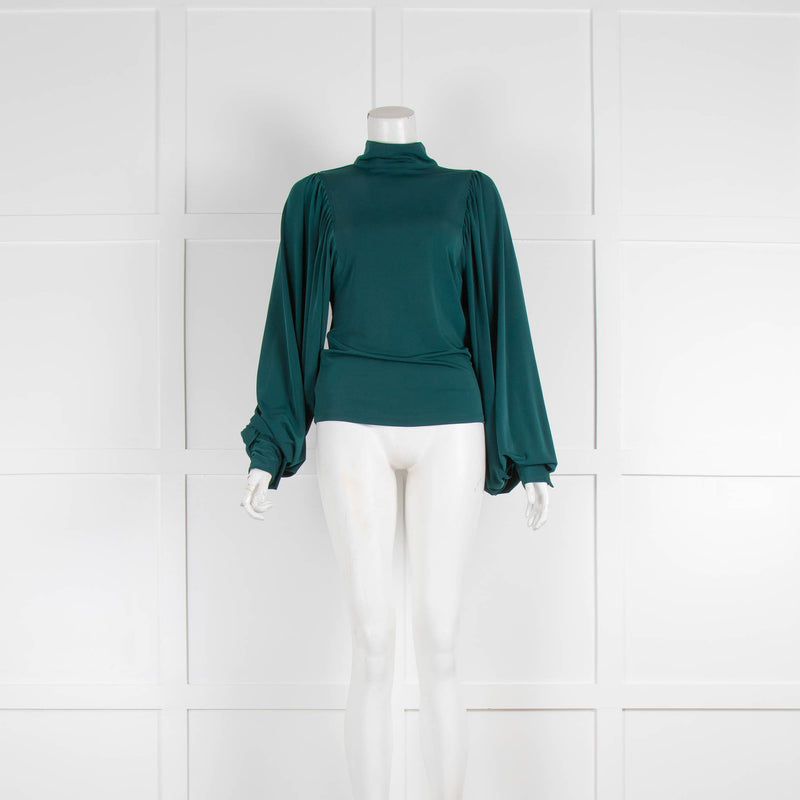 Self Portrait Green High Neck Blouse