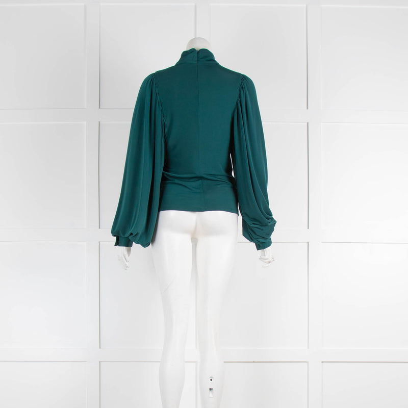 Self Portrait Green High Neck Blouse