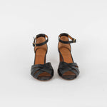 Sezane Black Leather Marianne Heeled Sandals