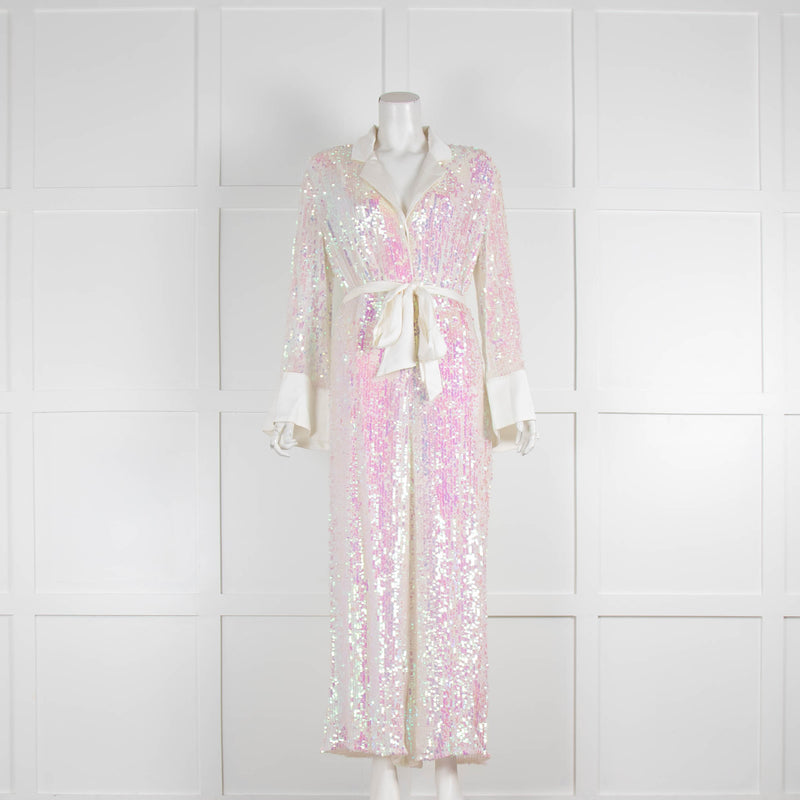 Temperley Iridescent Sequin White Jumpsuit