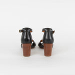 Sezane Black Leather Marianne Heeled Sandals