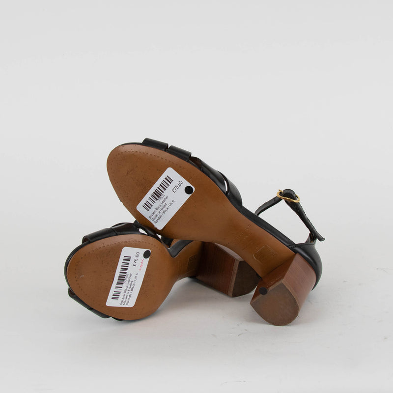 Sezane Black Leather Marianne Heeled Sandals