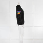 Jumper 1234 Black Cashmere Jumper Rainbow Arm Stripes