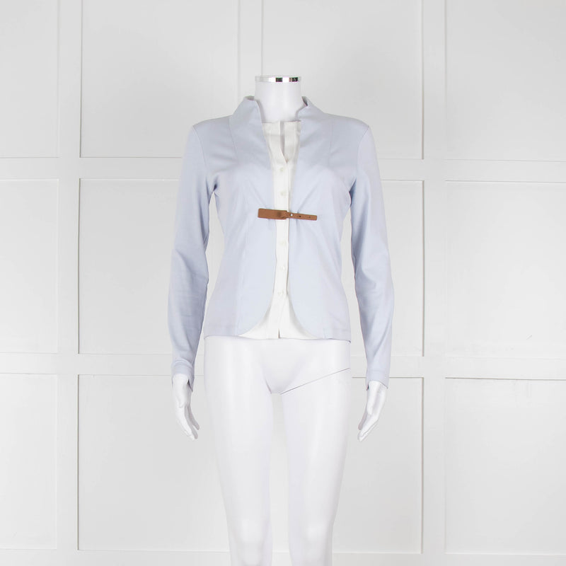 Fabiana Filippi Light Blue White Front Button Long Sleeve Top
