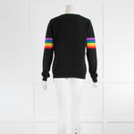 Jumper 1234 Black Cashmere Jumper Rainbow Arm Stripes