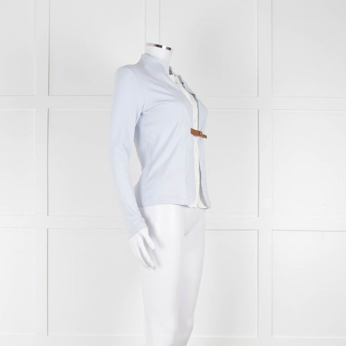 Fabiana Filippi Light Blue White Front Button Long Sleeve Top