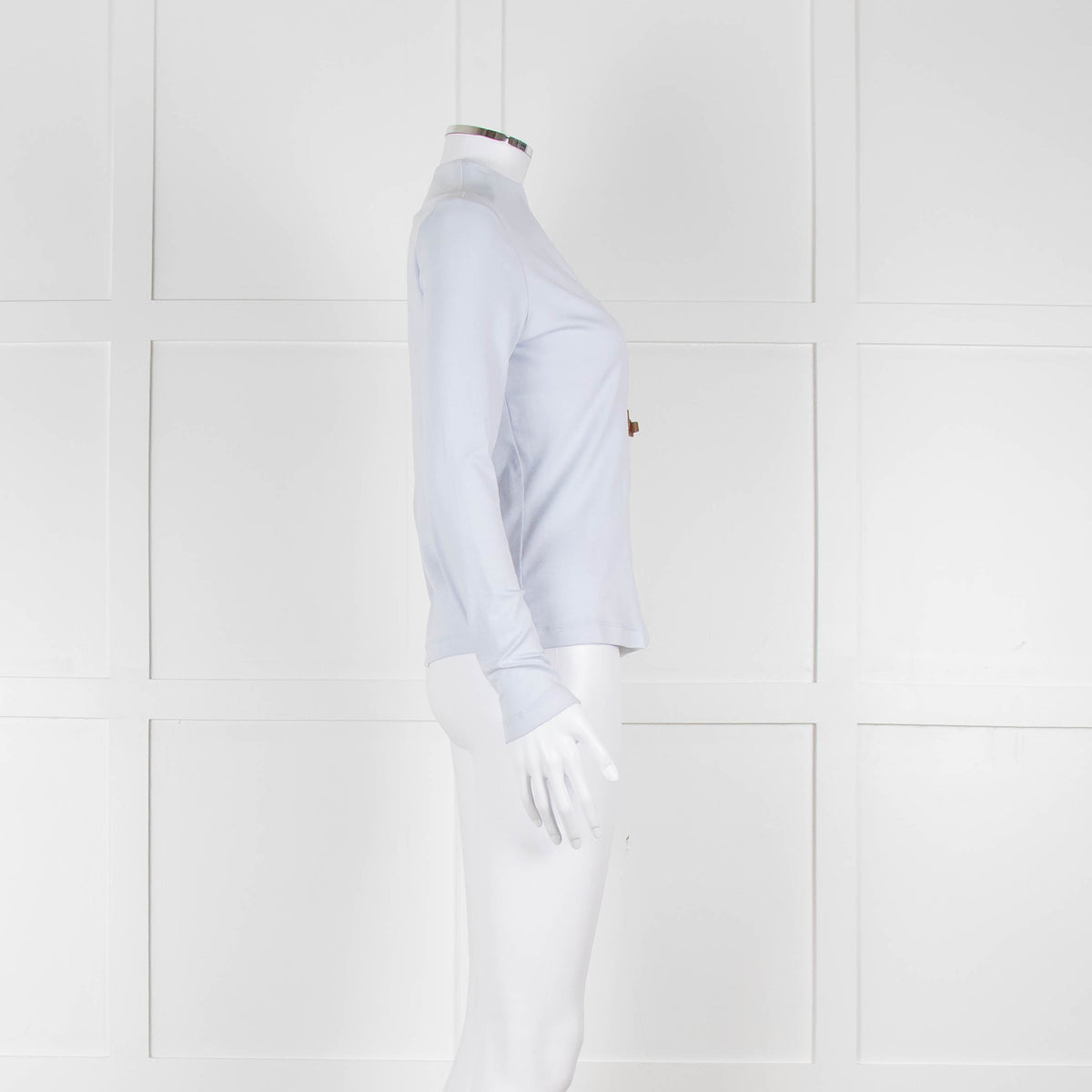 Fabiana Filippi Light Blue White Front Button Long Sleeve Top